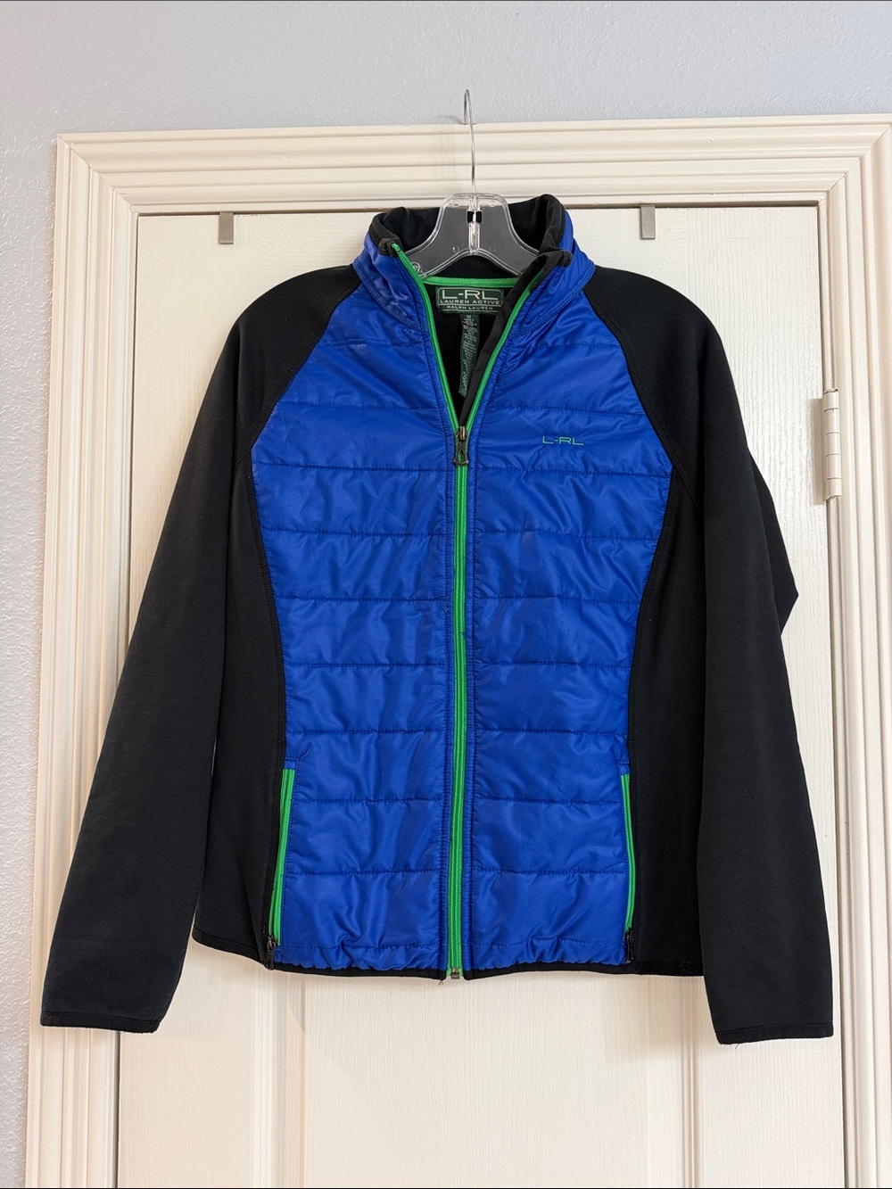 Lauren Ralph Lauren Blue and Black Utility Jacket with Green Trim